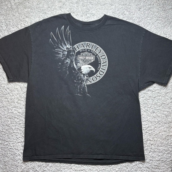Harley Davidson Shirt Mens Extra Large Crewneck Tee Eagle Wild Free Motorcycles - Picture 1 of 3